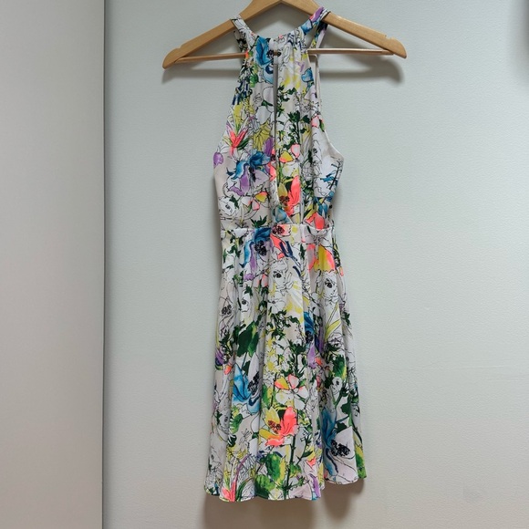 Express High Neck Flowy Floral Dress Multicolor Size 4 - Picture 3 of 9